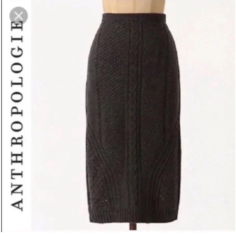 Anthropologie Sparrow Wool Cashmere Blend Knit Gray Skirt Pencil Midi Skirt